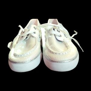 SPERRY Sequined Girls White Casual Kids' Sneakers Like New
